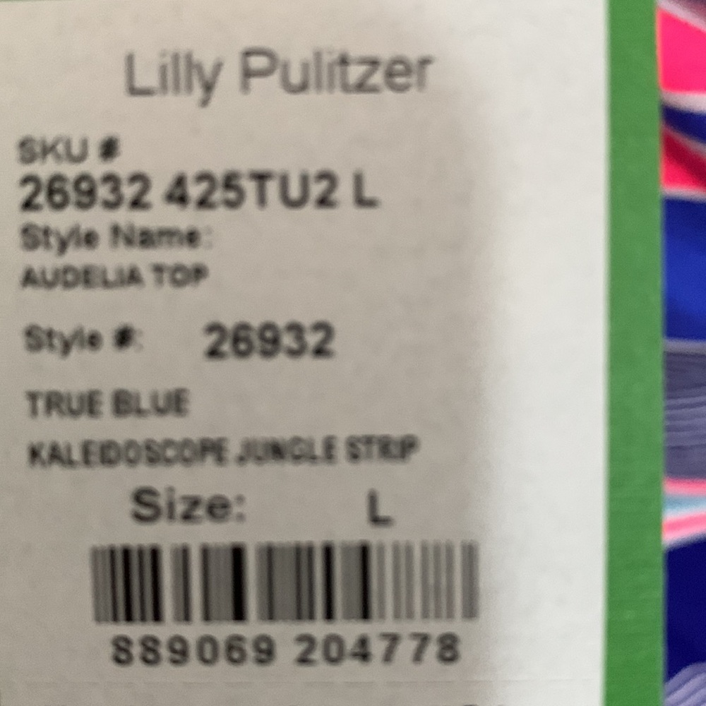 Lilly Pulitzer Audelia off shoulder top  Kaleidoscope Jungle Stripe size L - Picture 7 of 7